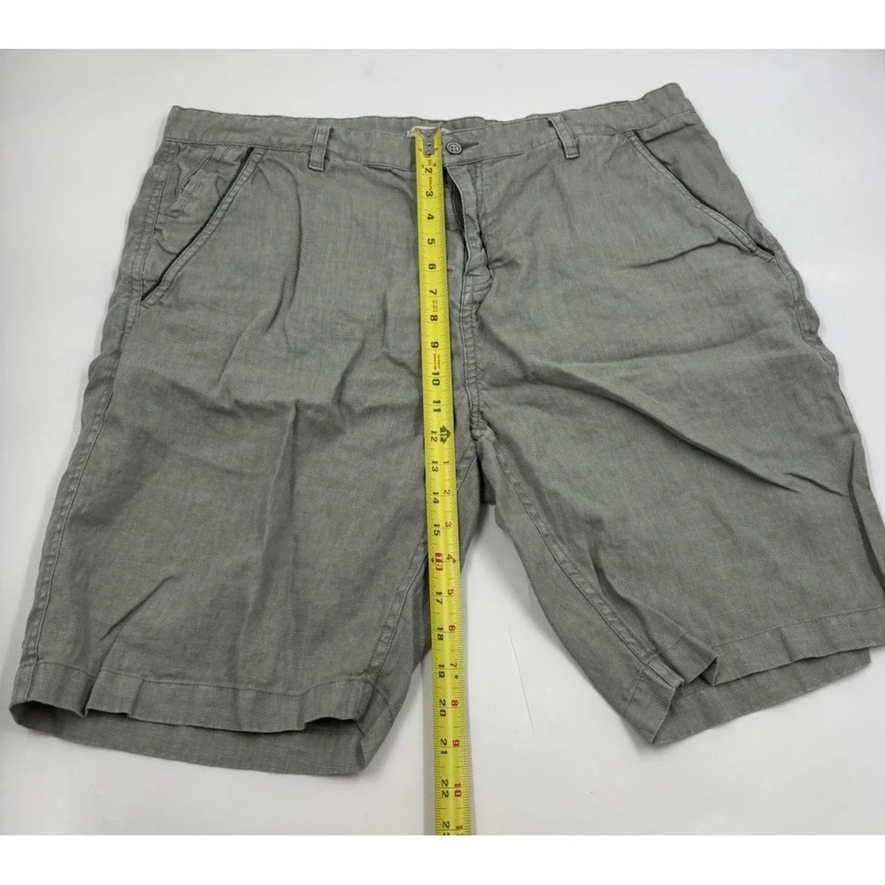 Carbon 2‎ Cobalt Men's 38 Gray Linen Flat Front Chino Shorts